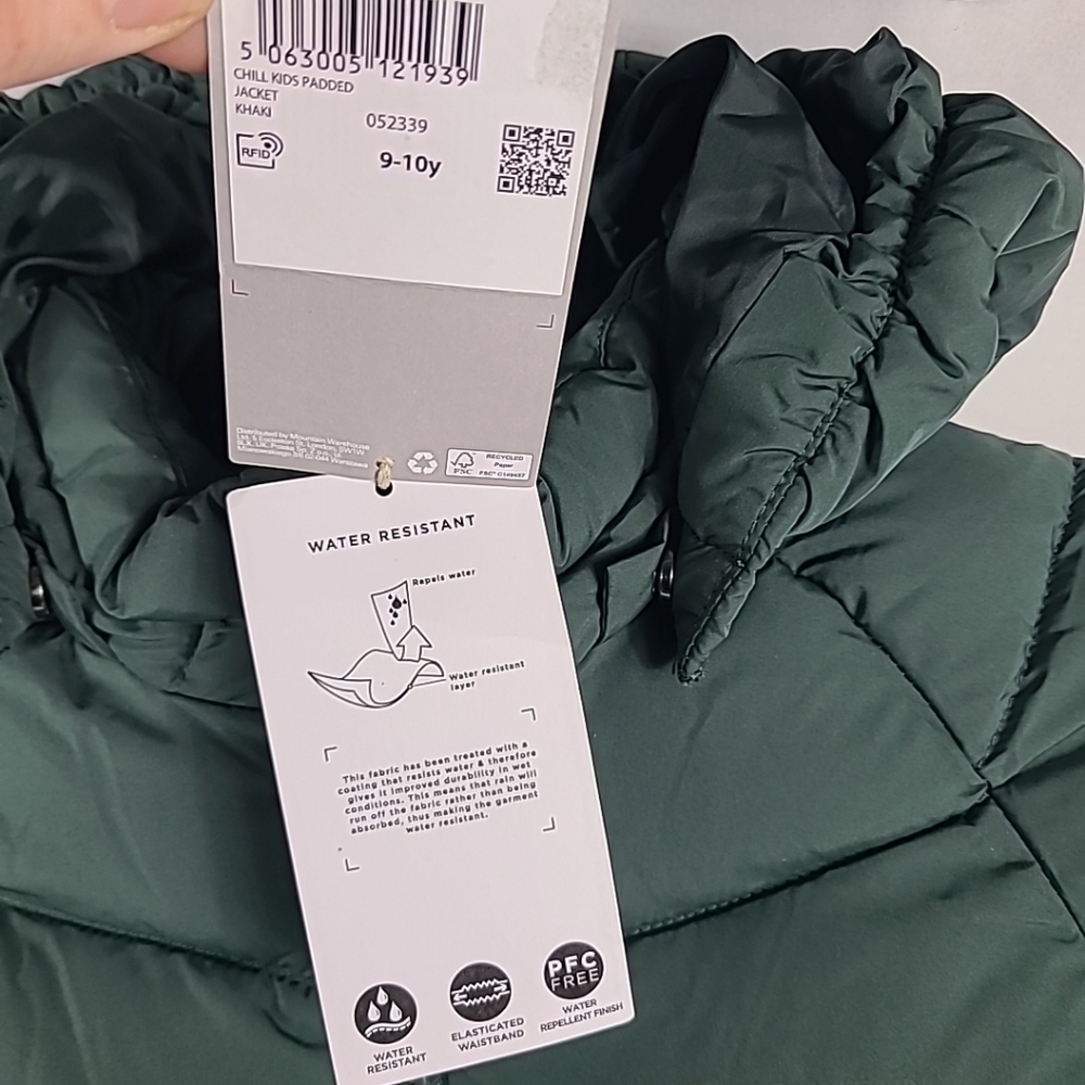 NEW Mountain Warehouse Chill Kids Green Puffer Jacket Sz 9-10 NWT - Picture 3 of 10